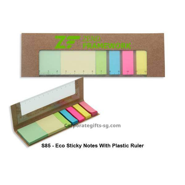 S85 Eco Sticky Notes with Plastic Ruler, Promotional Gifts, Promotional Gift, Singapore